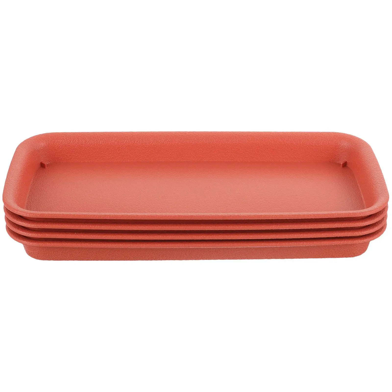 

4 Pcs Waterproof Plant Trays Rectangular Plastic Saucer Red Flower Drip Tray No Holes Planter Plates Garden