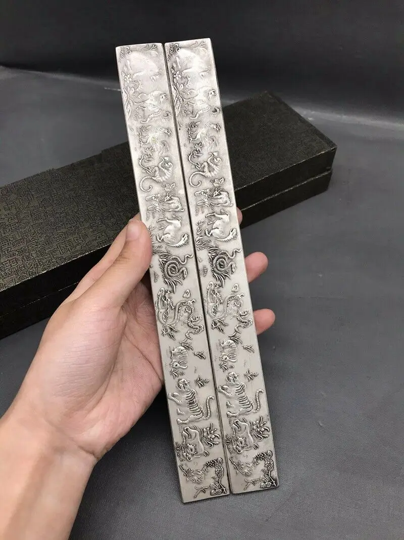 Exquisite Old Chinese Tibet Silver Handcarved Zodiac Town Ruler Statue