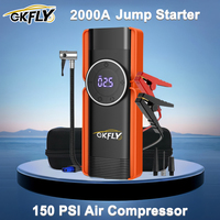 4 In 1 Car Jump Starter Power Bank Air Compressor Inflator Pump 2000A Portable Power Station Car Battery Charger Booster