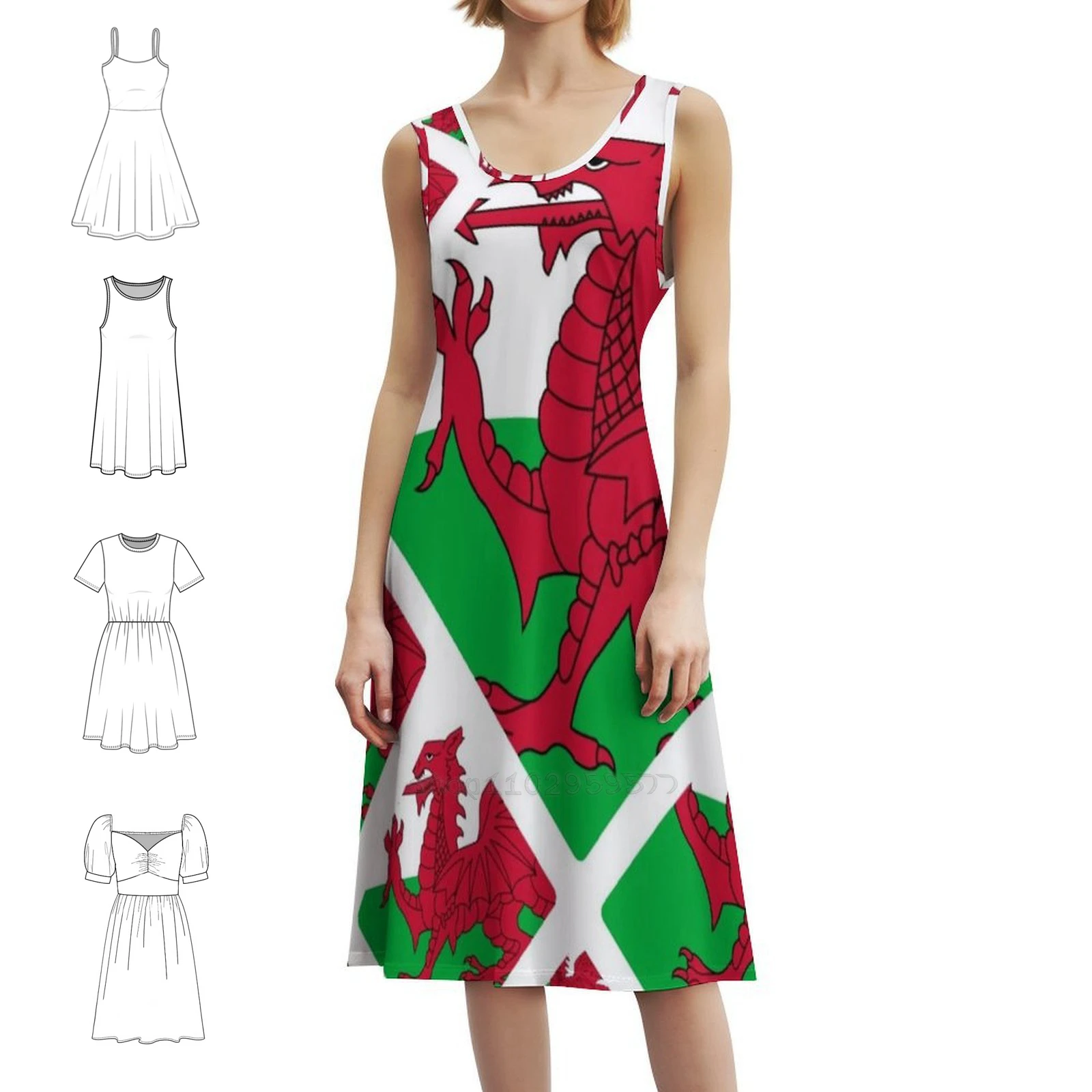 فستان حفلات نسائي بعلم الويلز ملابس الشارع الشهير ملابس نادي مطبوعة عصرية للنساء تصميم العلم الويلزي فساتين نسائية