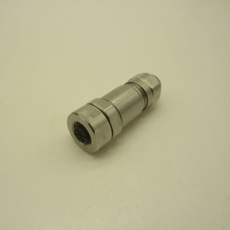 Stainless steel connector M12-4P waterproof aviation plug 12M-4 core female head crimping stainless steel M12