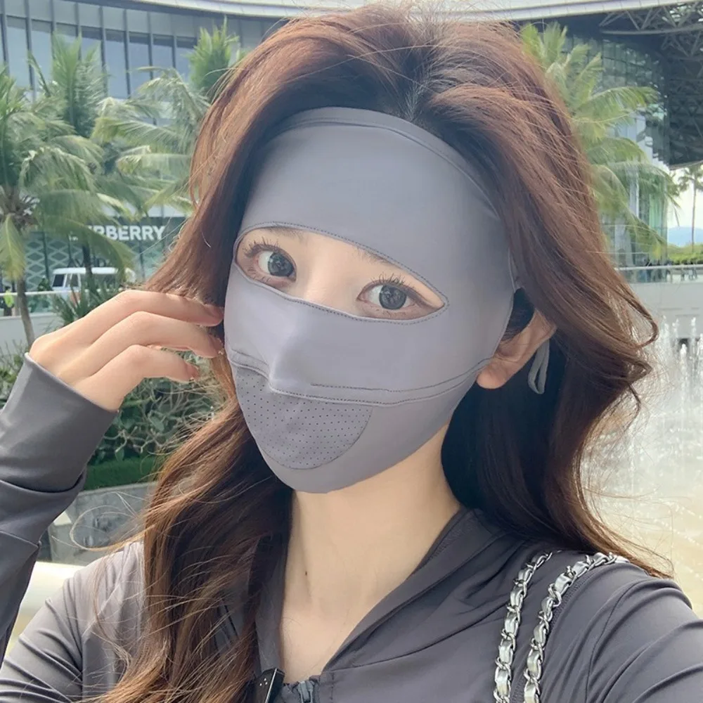 Новая дышащая маска из ледяного шелка, анти-УФ-бесследная солнцезащитная маска, маска для лица для верховой езды, четыре сезона