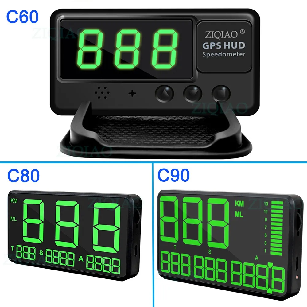 Speedometer Driving Time Speed Hud Display KM/H For Car Bike Motorcycle Universal GPS Overspeed Alarm ZIQIAO C90 C80 C60