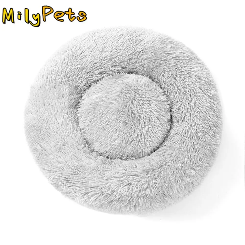 

Супермягкое теплое плюшевое гнездо для кошек, круглое противоскользящее длинное плюшевое гнездо, водонепроницаемый пушистый зимний коврик для собак для кошек, собак, щенков