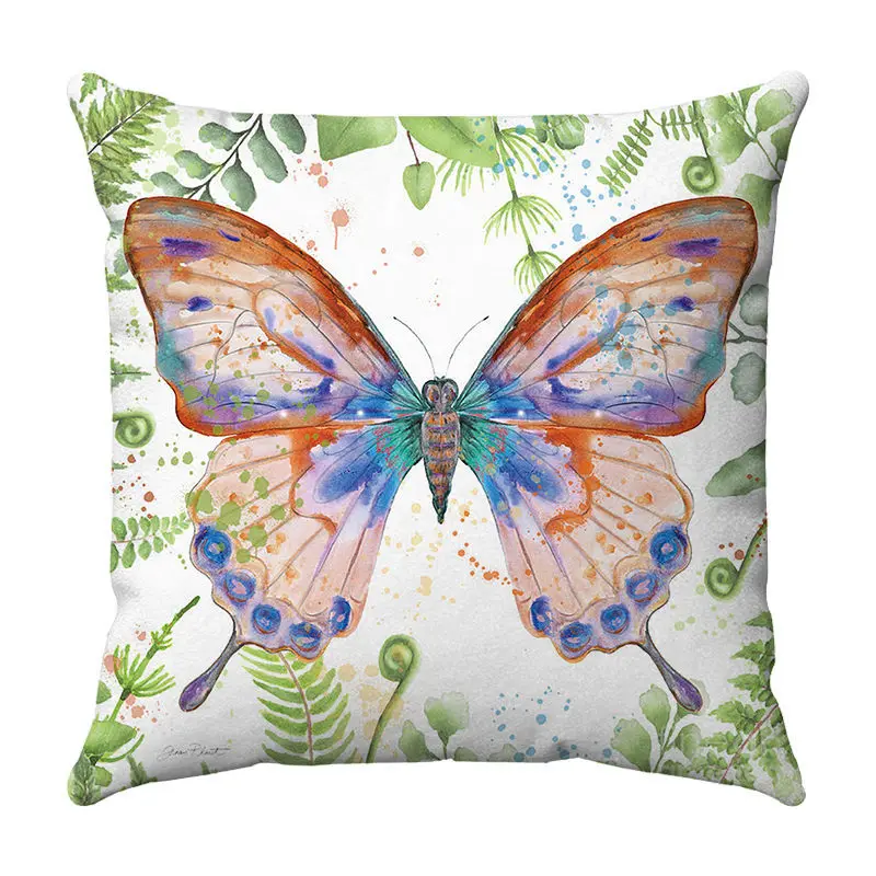 Colorful Butterfly Printed Cushion Cover 45x45cm Throw Pillowcase Farmhouse Home Decor Pillow Cover for Sofa fundas para cogines