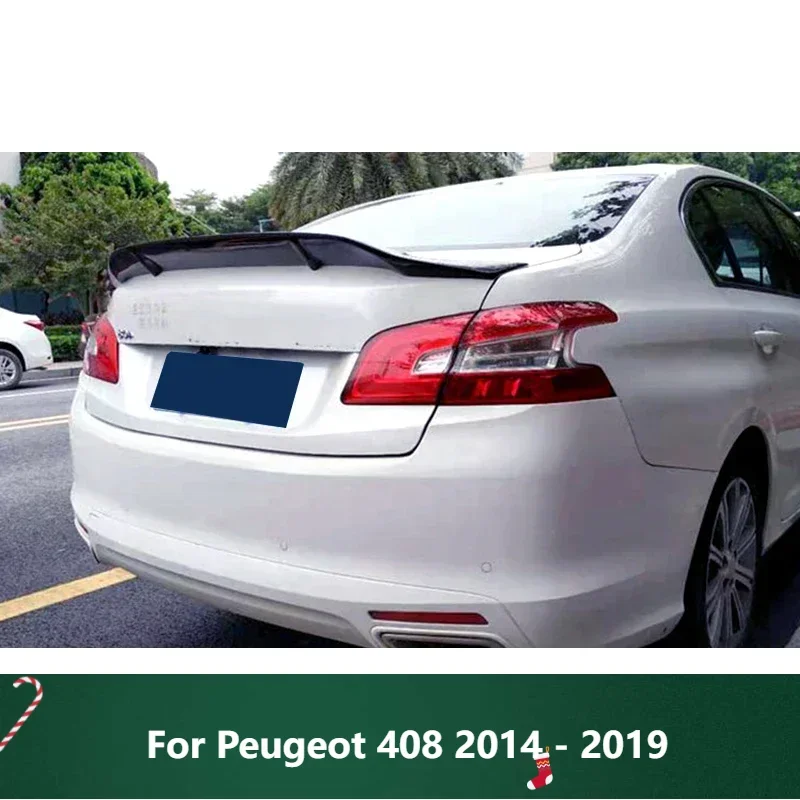 

New! Car Trunk Spoiler Carbon Fiber Auto Rear Trunk Wing R For Peugeot 408 2014 - 2019 Style Refit Accessories Spoiler