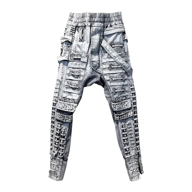 Hi Street Vintage Tie Dye Pants Men Harakuju Streetwear Washed Jogger Trousers Patchwork Elastic Waist