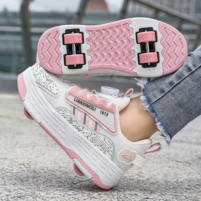 children's-crazy-shoes-roller-skates-girls'-popular-four-wheel-crazy-shoes-student-invisible-wheel-sports-shoes