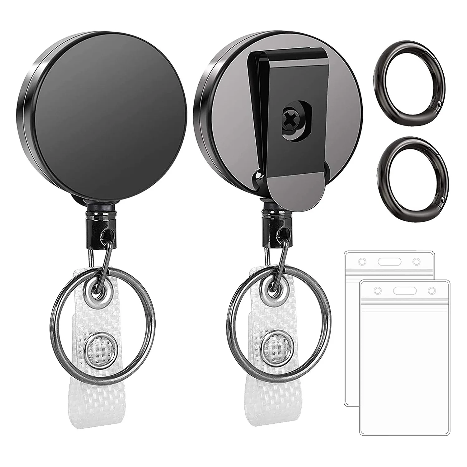 

Retractable Badge Holders Reel with Plastic ID Card Holders Reinforced Wire Cord Badge Holders for Office Workers