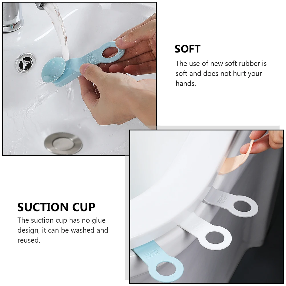 

4Pcs Toilet Seat Lifter Anti-Touching Suction Cup Rubber Bathroom Accessory Creative Handle Restroom Supplies Toilet Accessory