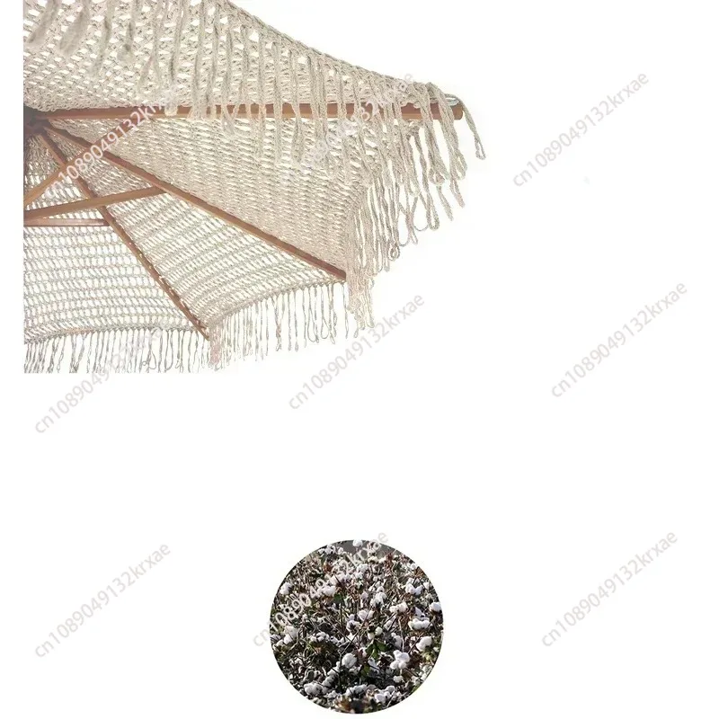 Parasol 2.5m wooden pole, handmade tassel, woven umbrella surface, beach umbrella, tassel