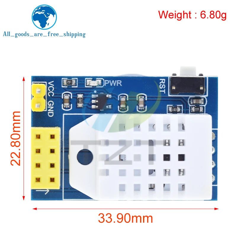 TZT DHT22 AM2302 Temperature Humidity Sensor Wireless Module ESP8266 WIFI interface Board ESP8266 ESP-01/01S Adapter Replace