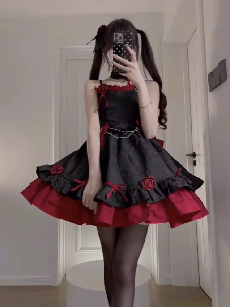 

Black/red Gothic Lolita Dress Jsk Romantic Dress Lolita Heavy Industries Pengpeng Escape Princess Dress