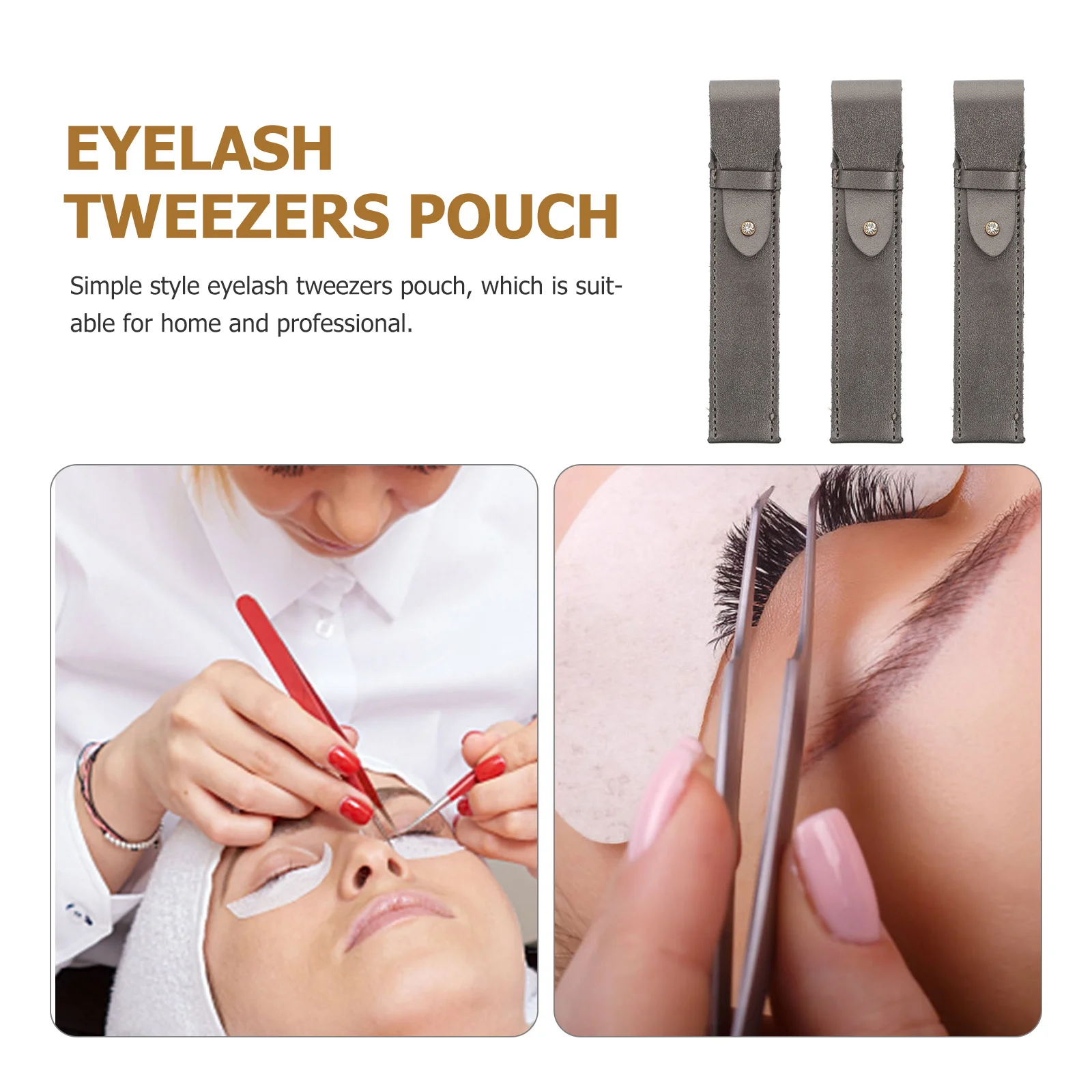 3Pcs Tweezers Storage Pouch Waterproof PU Eyelash Tweezers Case for Home Professional Use Travel Essential