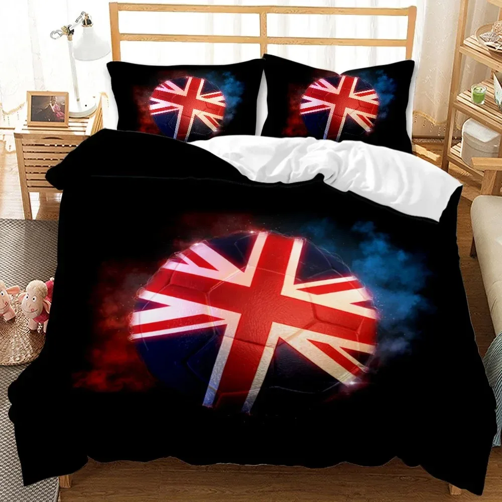 Football Duvet Cover Set Soccer with Fire Abstract Concept Art Design Ball Bedding Set Double Queen King Polyester Qulit Cover