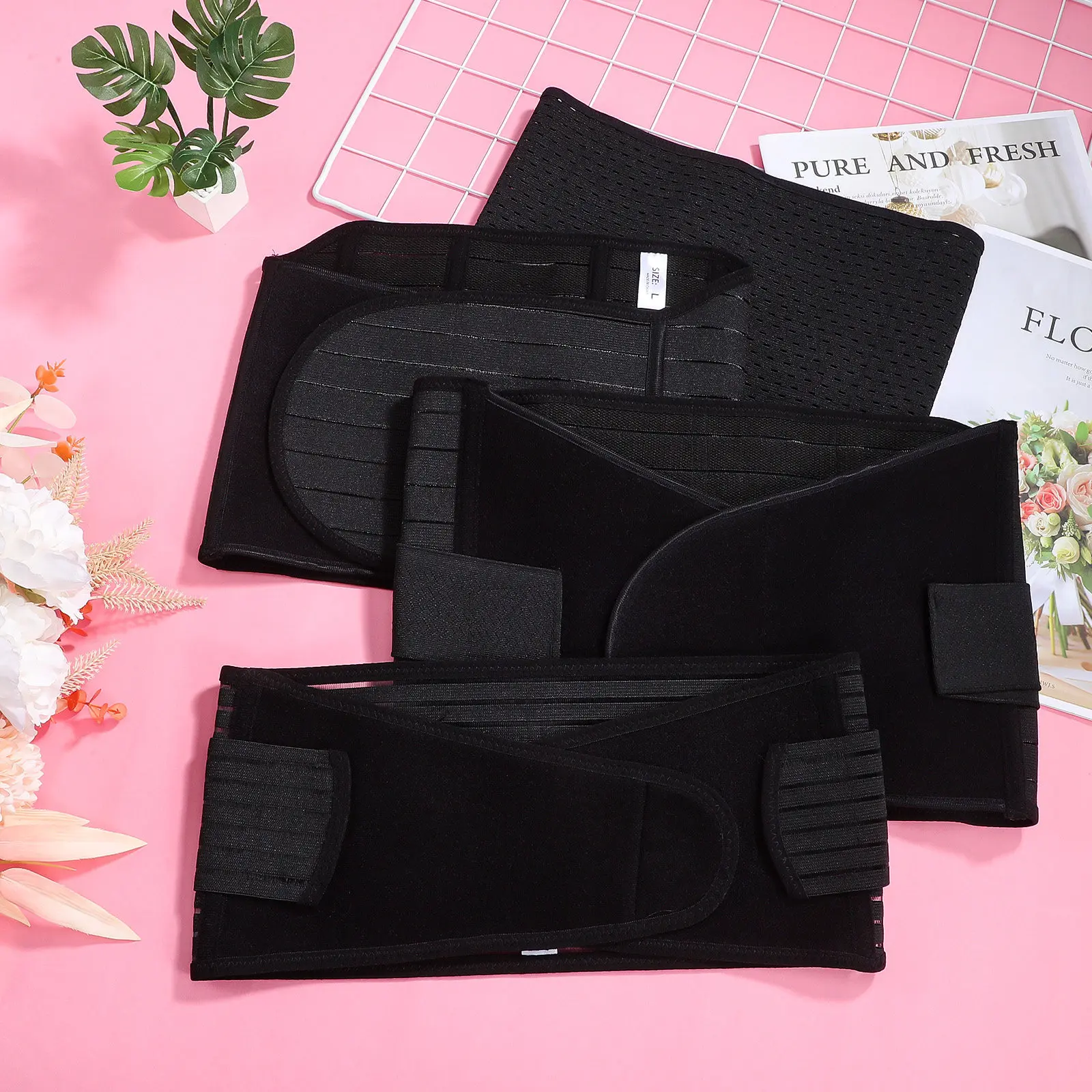 

1 set 1 Set Postpartum Recovery Belt 3-In-1 Abdominal Waist Pelvic Support Wrap Size L Postpartum Girdle Belly Band Waist Binder