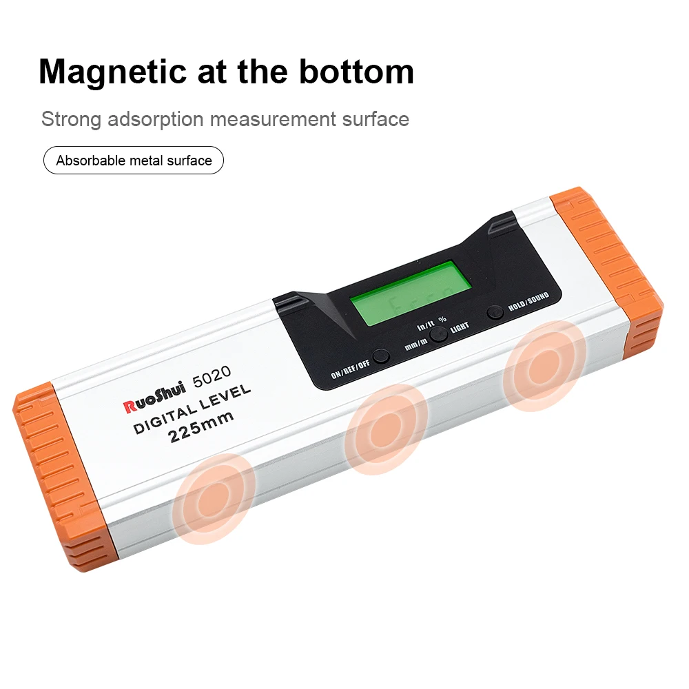RuoShui Digital Protractor Angle Finder Inclinometer electronic Level 360 degree Aluminum Alloy Magnets Level Ruler 225mm