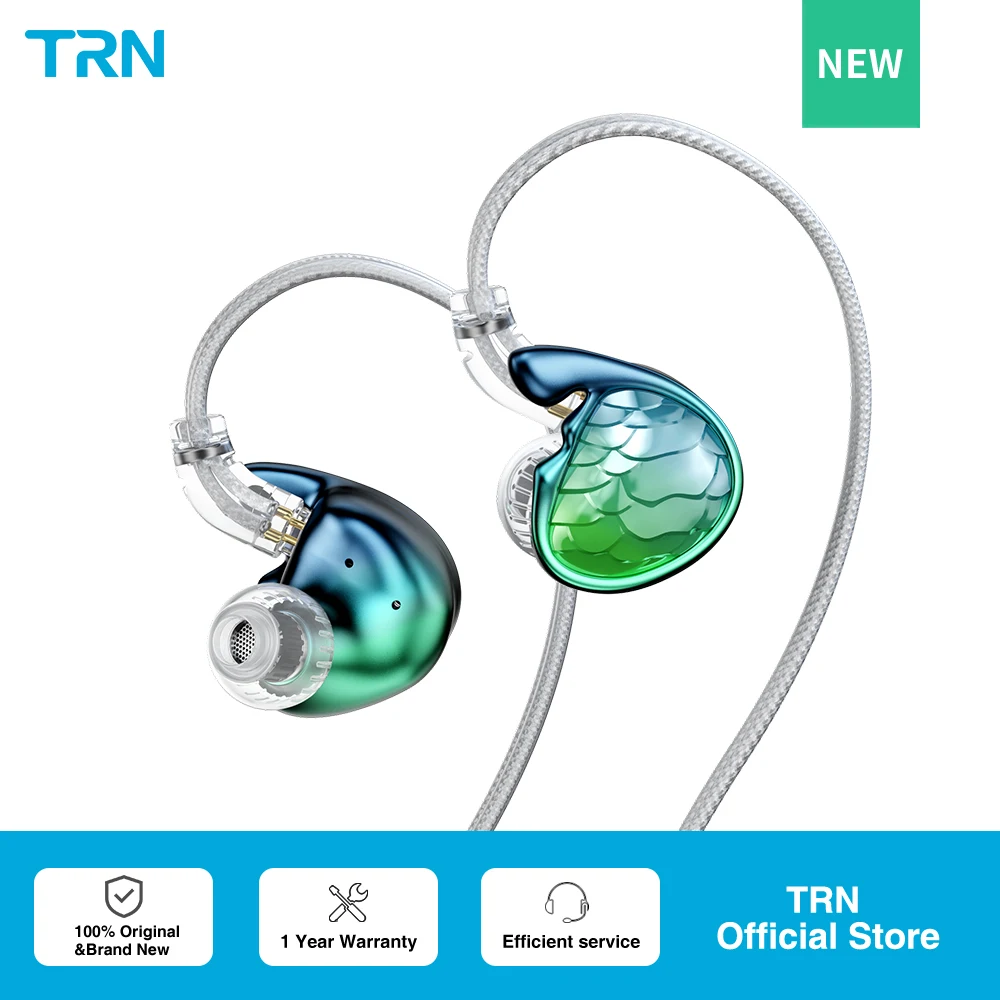 TRN Mermaid 1BA+1DD+2Planar Hybrid Driver IEMs Wired in-Ear Hi-Fi Earphones Monitor Headphones