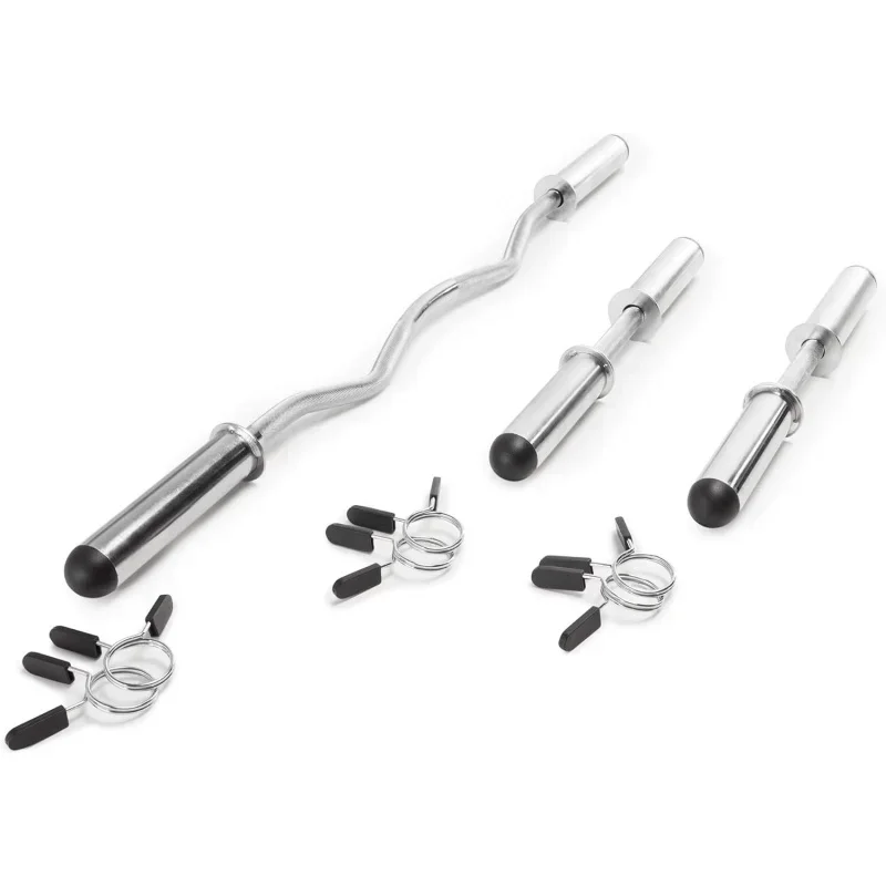 Hollow Curl Bar and Dumbbell Handle Set with Spring Collars