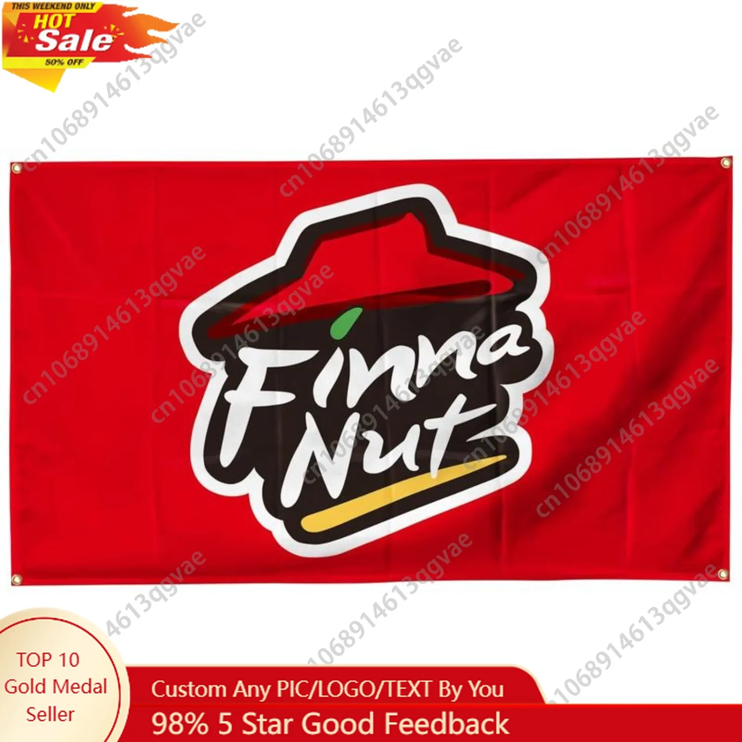 فينا الجوز البيتزا العلم مضحك ملصق نسيج للكلية غرفة النوم رجل الكهف الجدار الشنق راية ديكور الحلقات ديكور مخصص #1