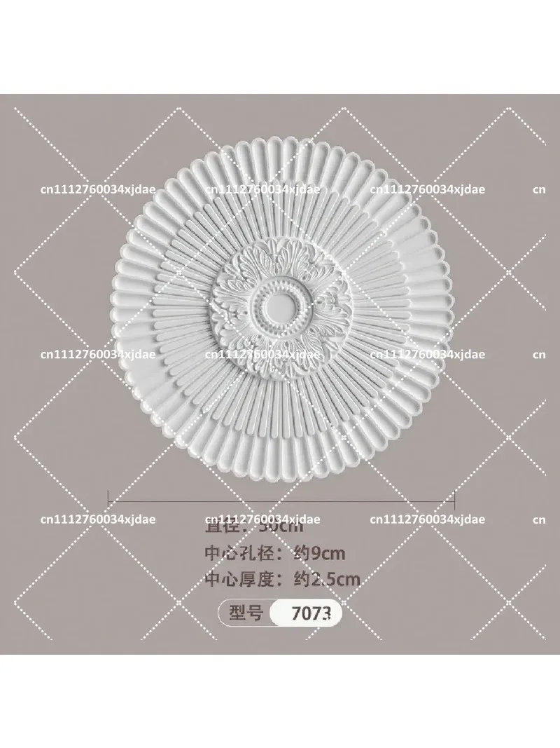 French Round Plaster Ceiling Medallion Lamp Base Decorative Line Disc for Living Room Chandelier Mount