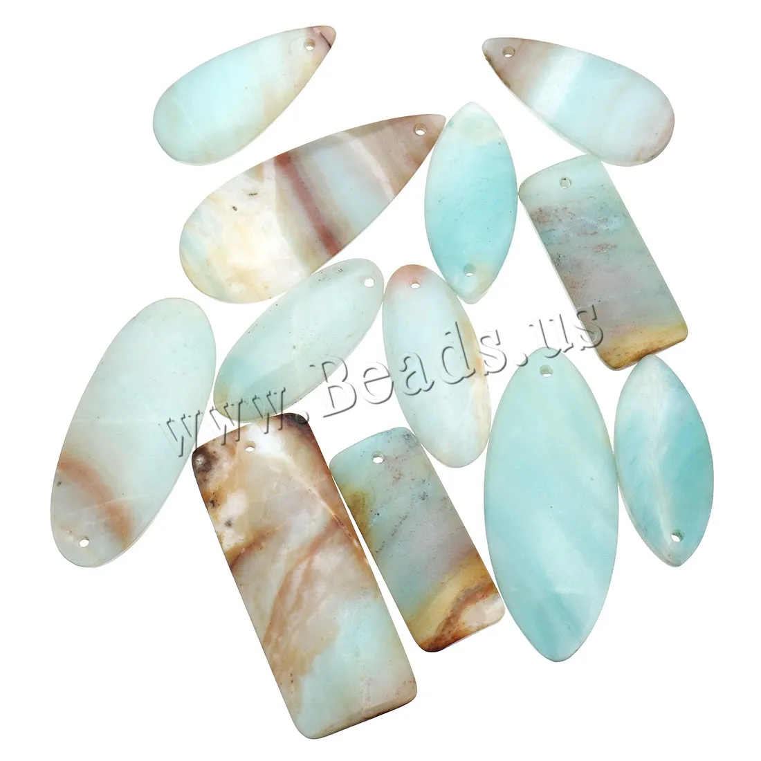 

5PCs/Lot Healing Crystal Natural Stone Slice Pendants Reiki Chakra Gmes Quartz Amazonite 20-21x50-51x4-5mm, Hole:Approx 2mm