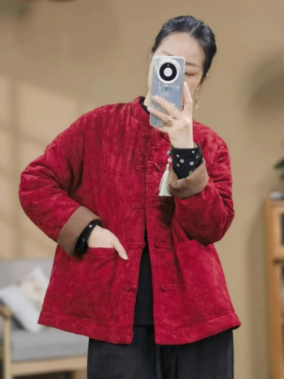 

Новая китайская хлопковая куртка-жакет для женщин, зимнее пальто с пуговицами, утепленное, праздничная одежда к Новому году, улучшенный костюм в стиле Тан