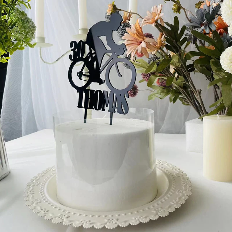 Personalised Cyclist Cake Topper With Name And Age Birthday Cake Topper Cycling Enthusiasts Custom Birthday Cake Topper