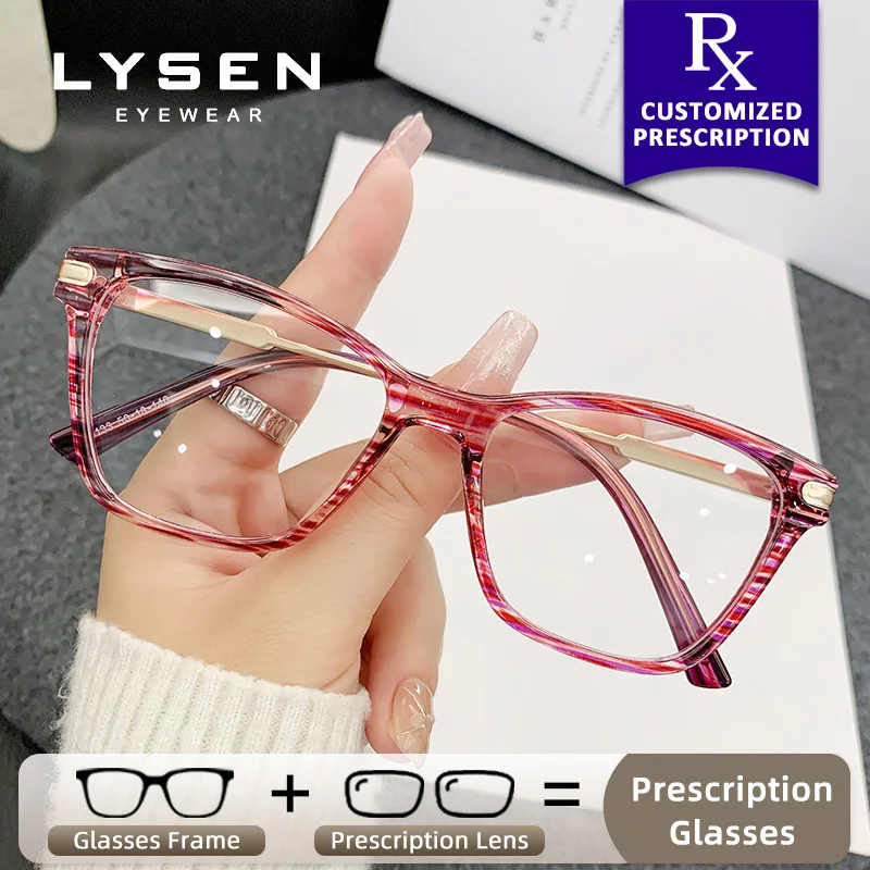 

LYSEN Fashion Rectangular Women's Myopia Prescription Glasses Lady Photochromic Anti Blue Light Computer Glasses Reading Glasses