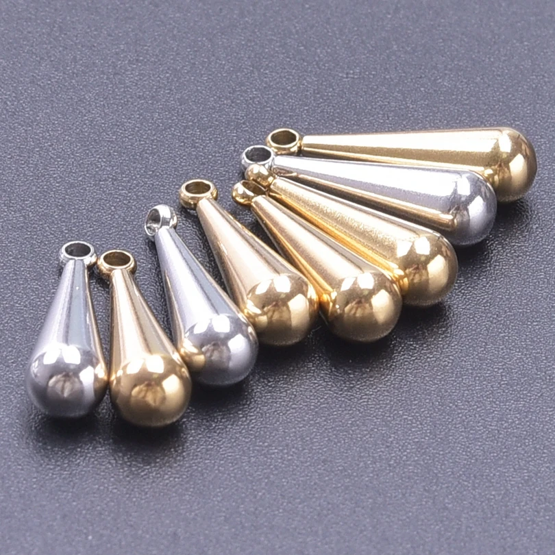 10pcs Stainless Steel Water Drop End Charms Pendants Connector Chain Extension Tail Charm for Jewelry Making DIY Wholesale