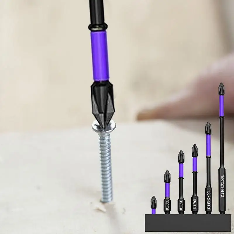 New 6pcs Magnetic Batch Head Impact Strong Cross PH2 High Hardness Screwdriver Set Anti Non-slip WaterProof Bits Set