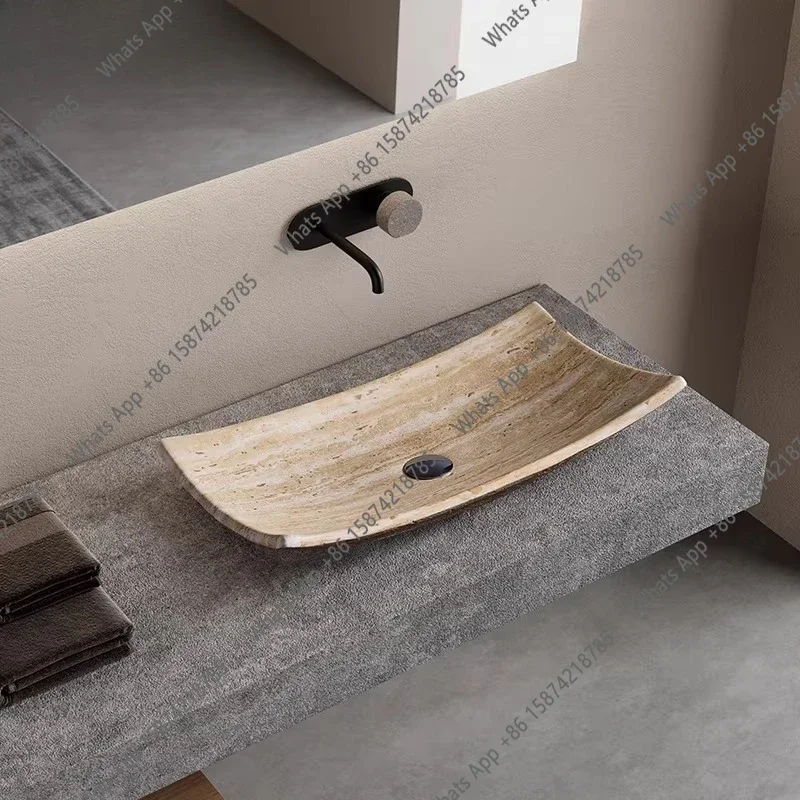 

Итальянская минималистичная раковина из травертина X30, дизайнерская элитная раковина для клубов и отелей, компактная креативная художественная раковина
