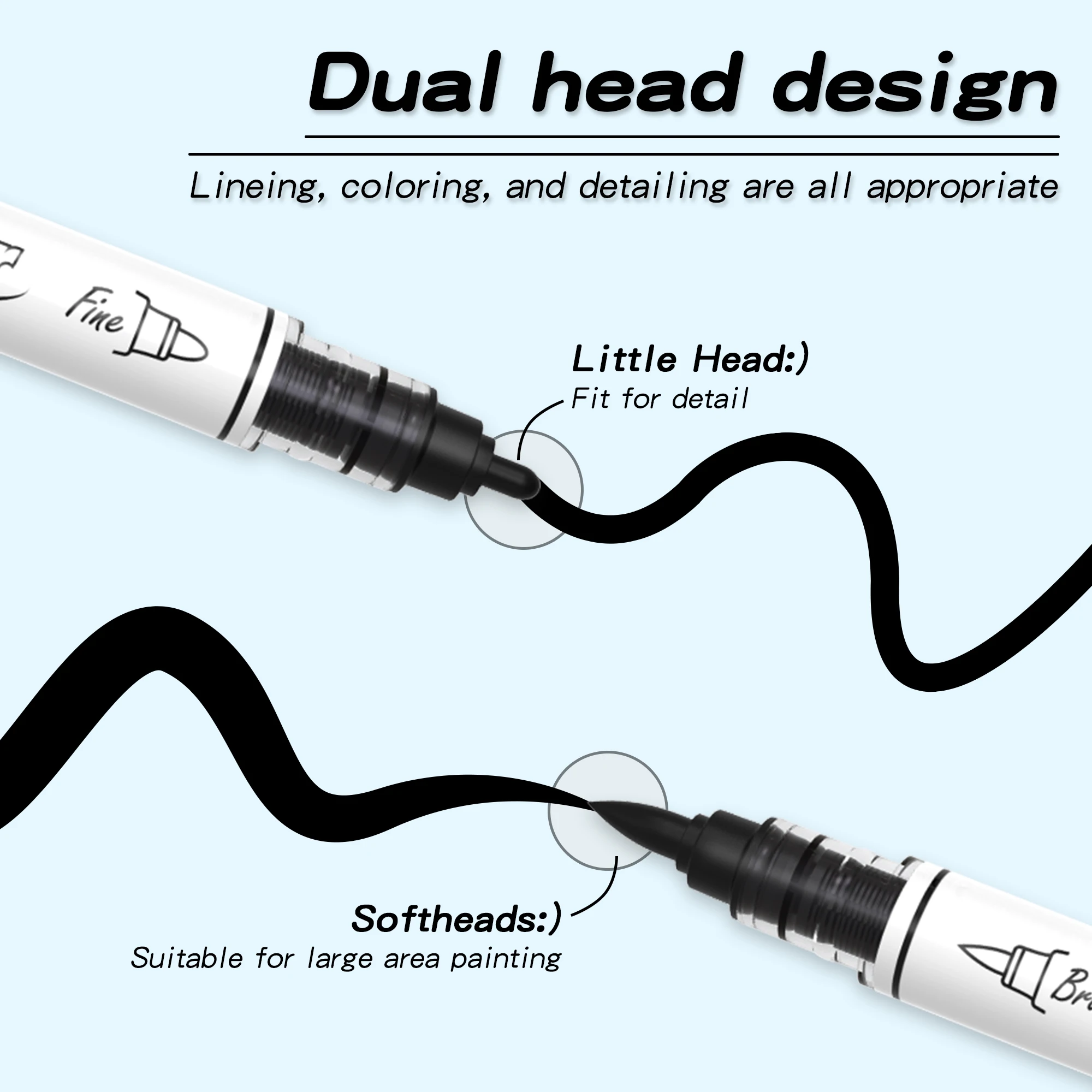 Black/White Dual Tip Acrylic Markers Pens , Premium Acrylic Paint Pens for Canvas, Stone, Glass, DIY Crafts