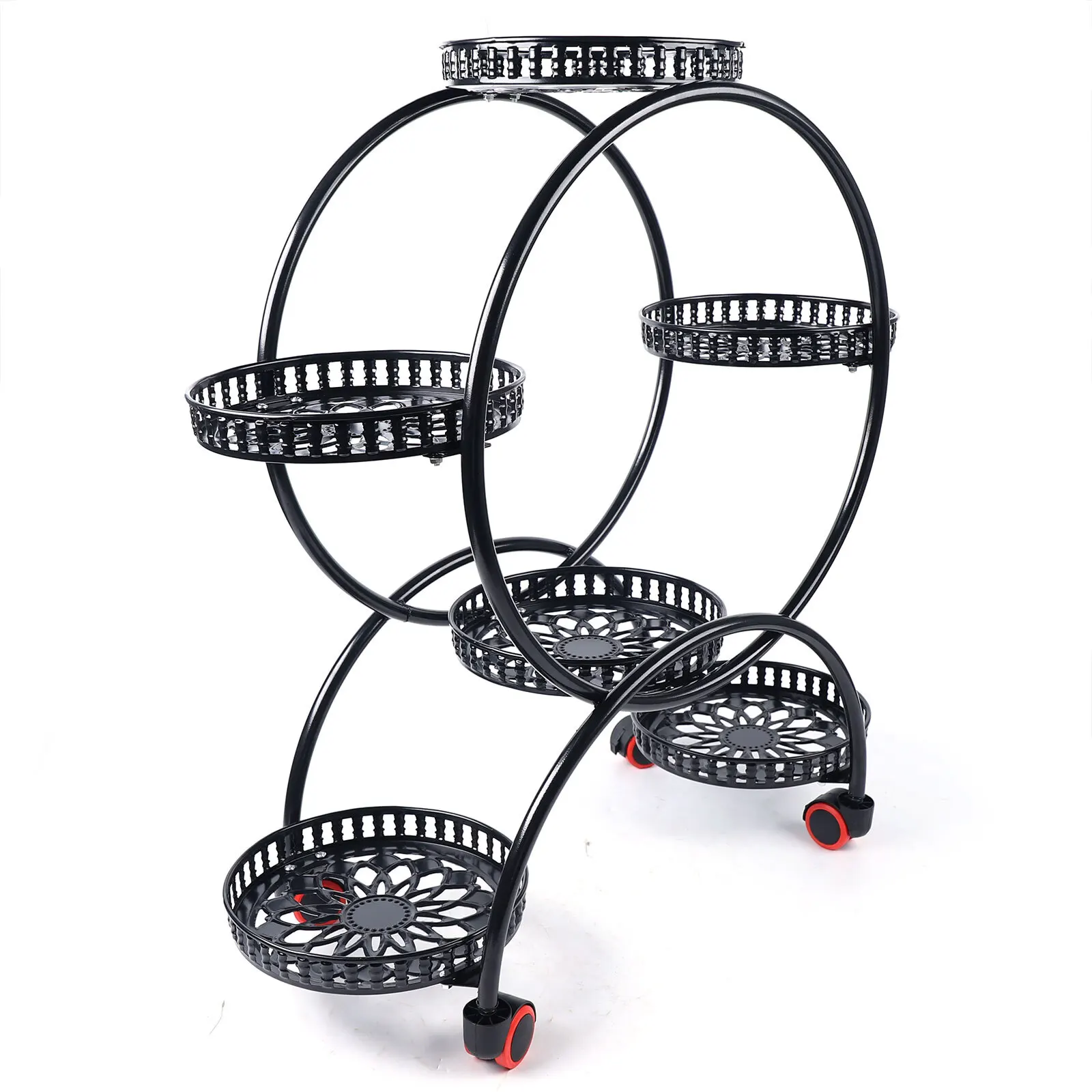 Bymaocar Soporte para plantas de 4 niveles Soporte para macetas de metal para interiores y exteriores para plantas múltiples Estante de exhibición para maceteros en macetas multicapa