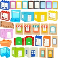 Big Size Building Blocks House Furniture Assemble Wall Fence Roof Door Window Construction Large Bricks Toys Compatible Duploes
