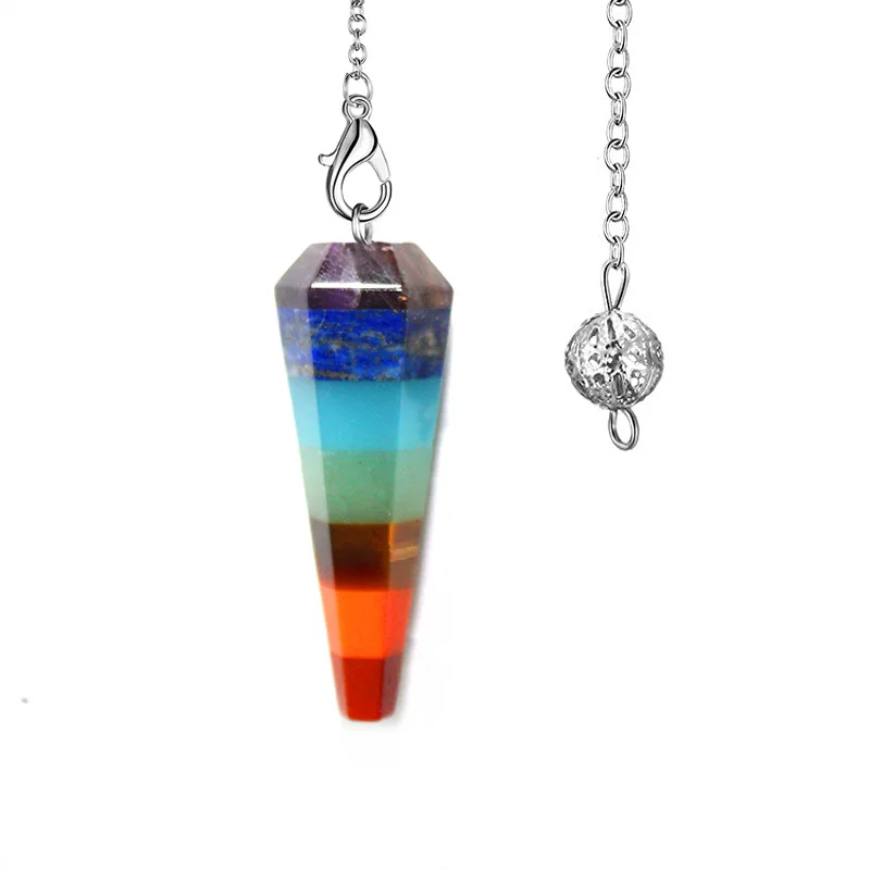 Collier pendentif en pierres précieuses pour femmes et filles, cristal de guérison énergétique, pendule Wiccan Ination, collier de charbon 7 Chakra