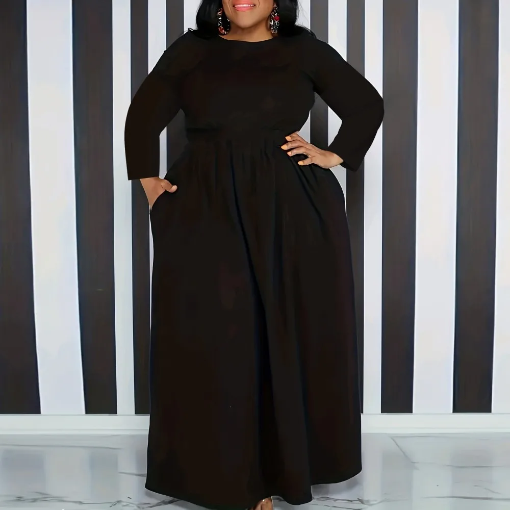 4XL 5XL Plus Size Dresses Women Black Long Sleeve Maxi Dress Autumn Winter Urban Gypsy Fashion Dresses Ropa Mujer Big Size 3XL