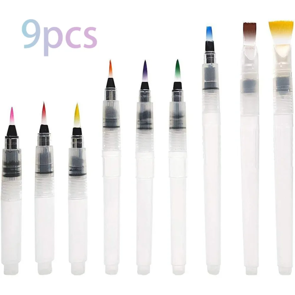 Easy To Use Refillable Paint Brush Professional Water Pen Watercolor Brush Set Soft Portable Soft Watercolor Brush Ink Pen