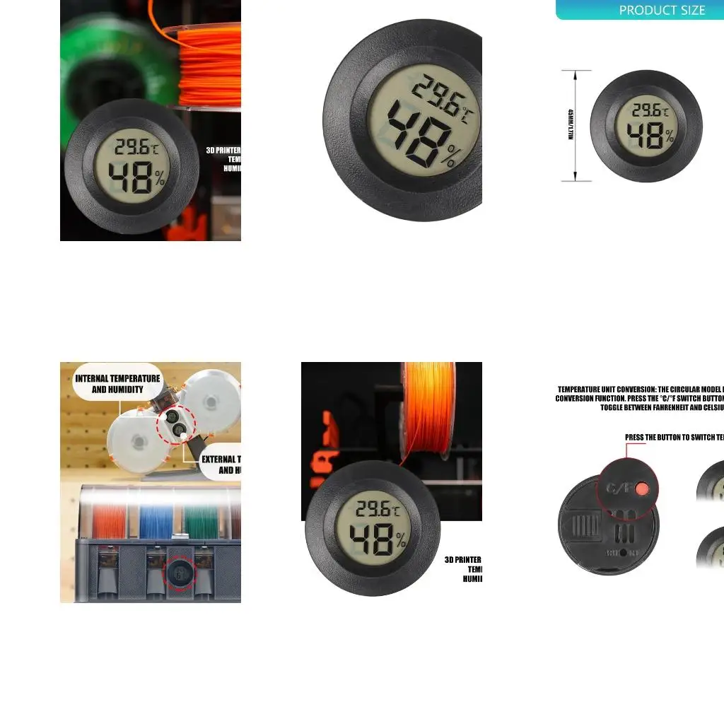  Durability Dry Box Mini Hygrometer Integrated Hygrometers for 3D Filaments