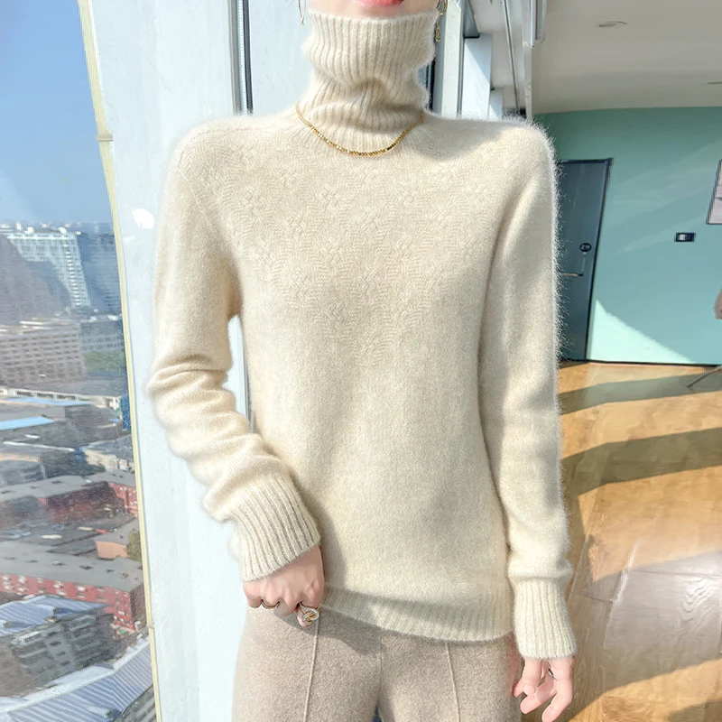 

Осенне-зимний шерстяной свитер с высоким воротником для женщин, свободный и утягивающий темпераментный свитер, базовый свитер, топ