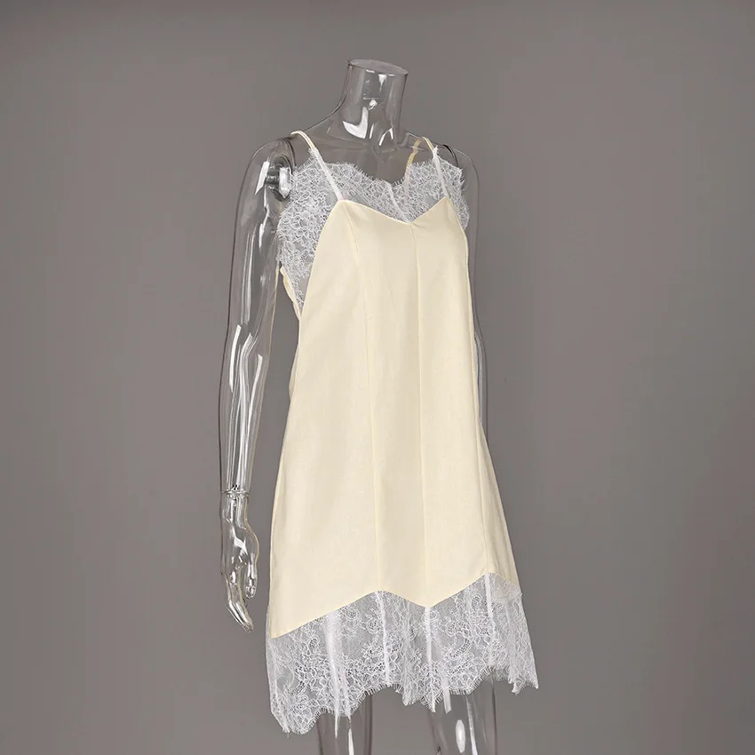 Tuularose Fashion Lace Dresses Summer New Lace Patchwork Sleeveless Backless Dresses Elegant Streetwear Women's Party Dresses