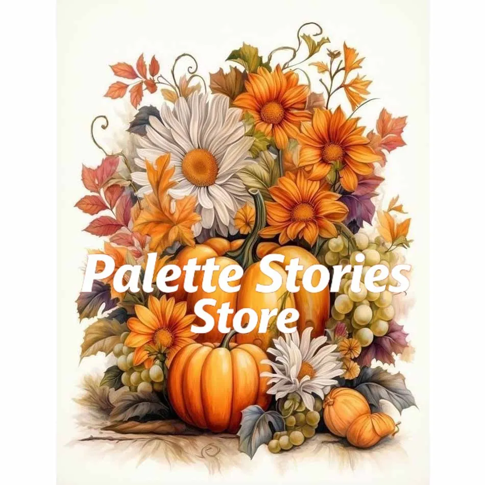 

Frameless Use Painting by Numbers for Adults Frameless - "Pumpkins And Flowers" on Canvas for Home Decor, Relaxing Creative Gift