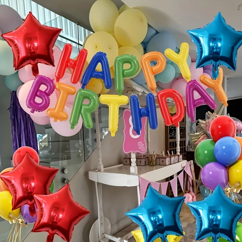 19-teiliges Regenbogen-Ballon-Banner-Set „Happy Birthday“, perfekt für Geburtstagsparty-Dekorationen und Foto-Requisiten 2026
