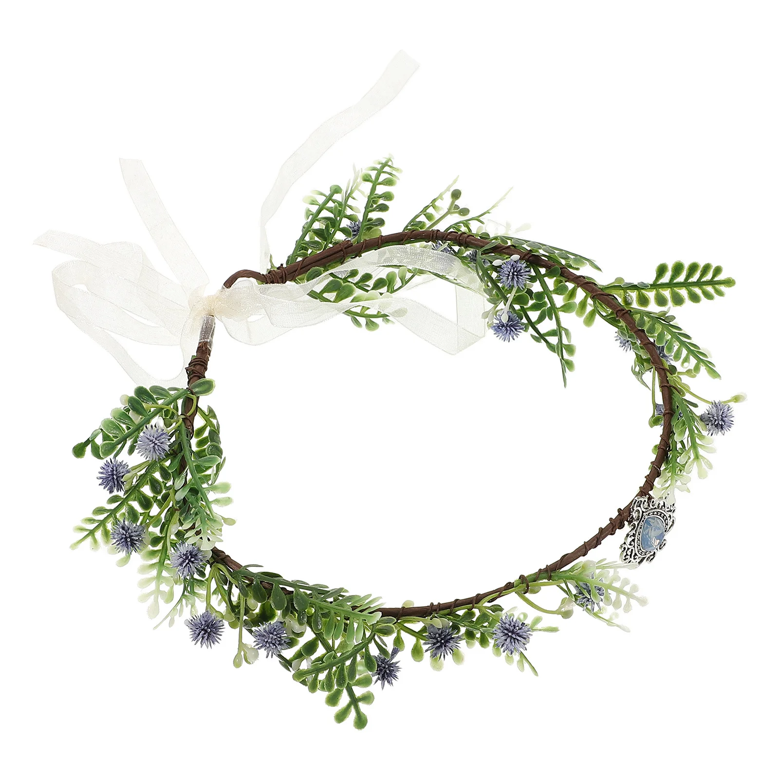 

Handmade Floral Crown Headpiece with Crystals Vintage Flower Headband for Wedding Bridal Cosplay Fairy Party Accessories