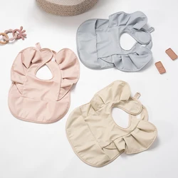 Baby PU Waterproof Bib Food Bag With Angel Wings Children Food Supplement Anti-dirty Saliva Pocket Baberos Bebé Solid Color Bibs