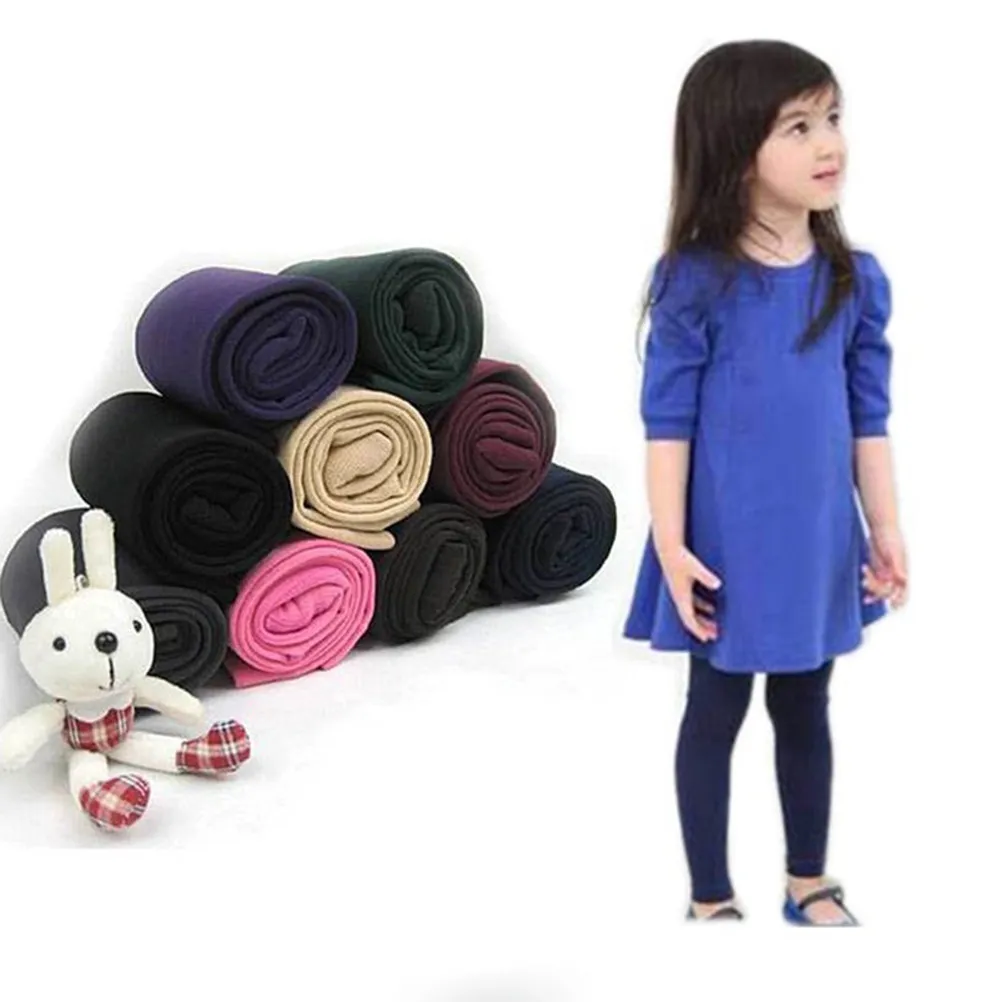 Girls Winter Warm Thick Lined Tights Dark Red Elastic Leggings Ninth Pants for 8-12 Years Old Kids Cold Season Wear view 5