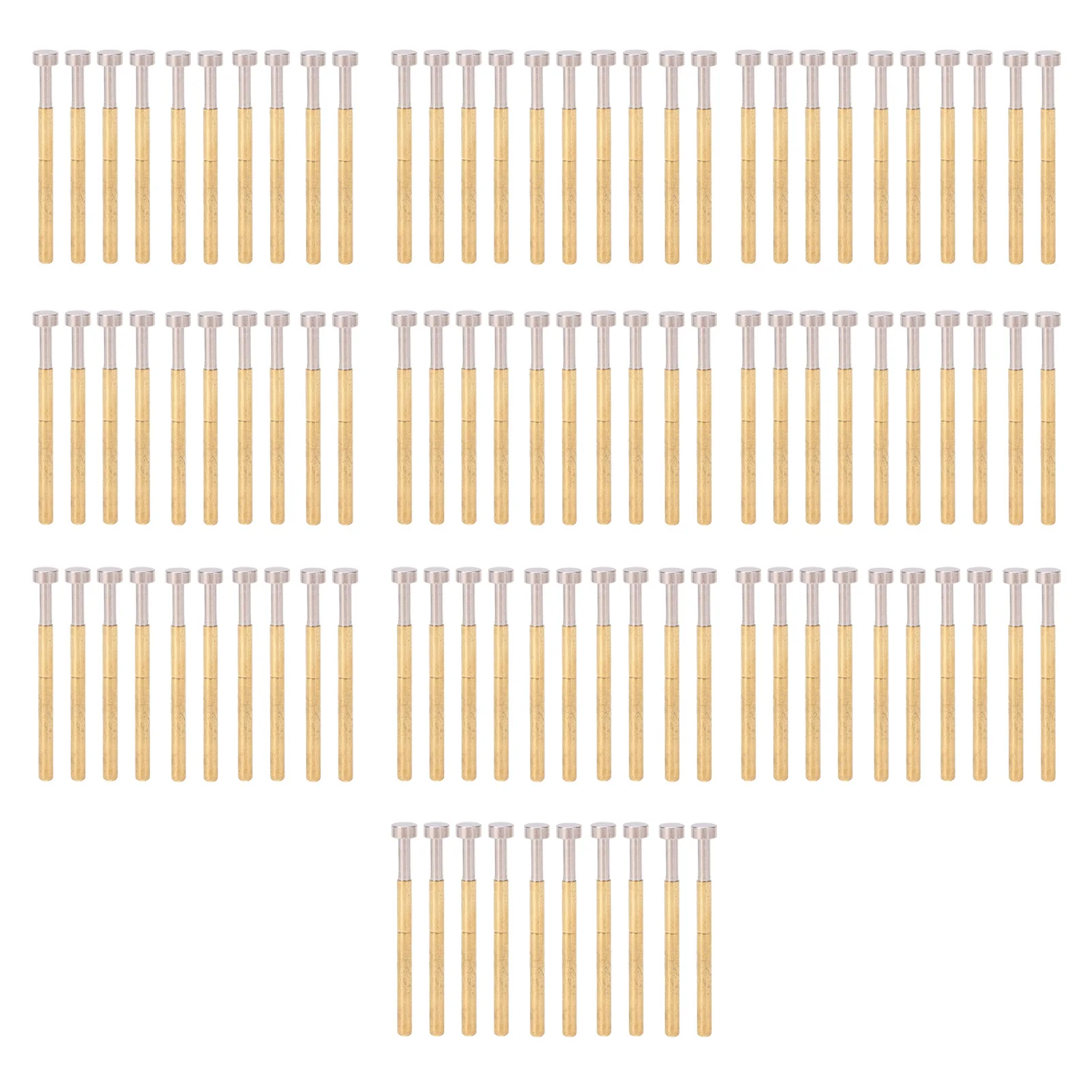 

100pcs Pogo Pin Flat P156-G Head Spring Test Probe Brass Material 2.36mm/0.1in Tube Diameter 34mm/1.3in PCB Testing Probes