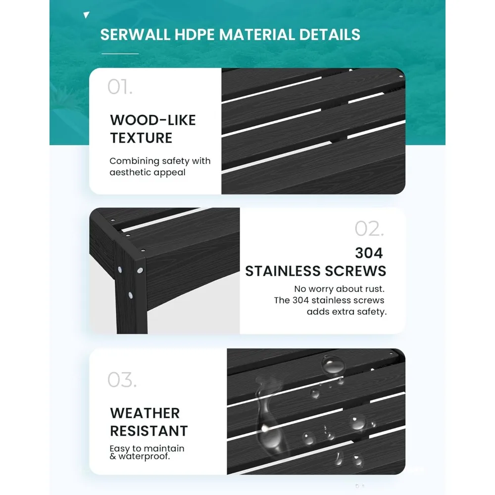 Outdoor Coffee Table, All-Weather Patio Side Table, Durable Patio Furniture Table for Garden, Deck, Porch, Poolside