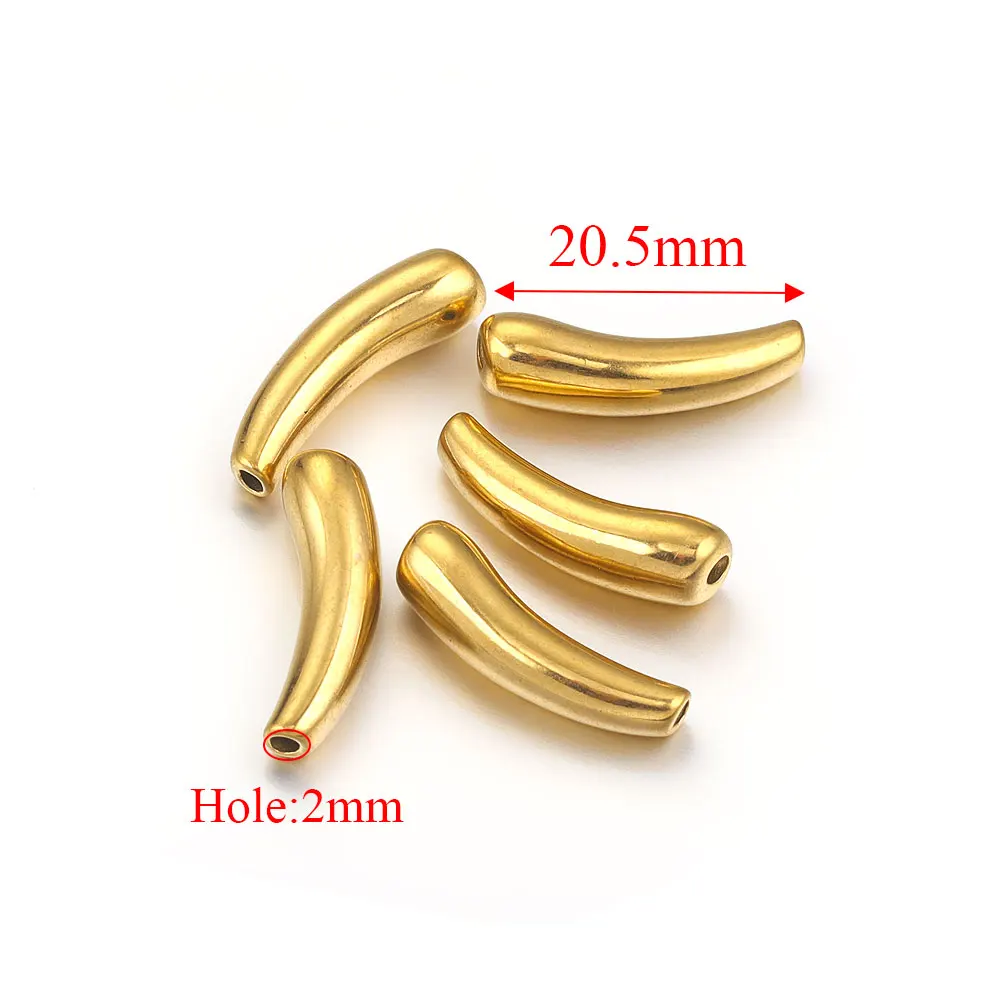 5pcs Gold Plated Stainless Steel Long Tube Loose Beads For Jewelry Making DIY Necklaces Bracelet Jewelry Supplies Accessories