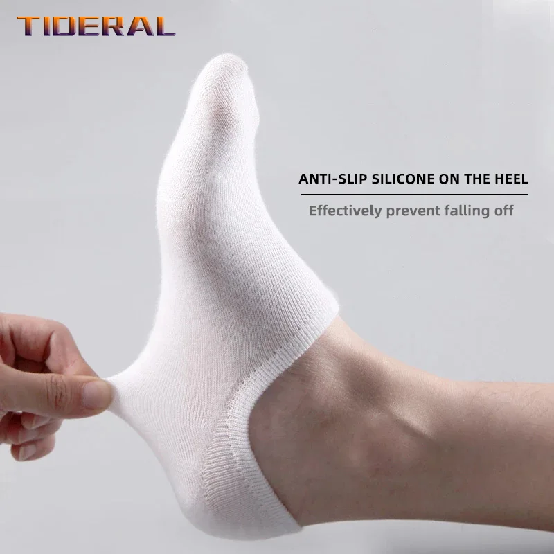 5 Pairs Men\'s Invisible Socks Slippers Cotton Silicone Non-slip Summer No-show Male Ankle Socks Casual Breathable Thin Boat Sock